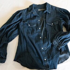 We The Free Dark Blue Button-Up Blouse